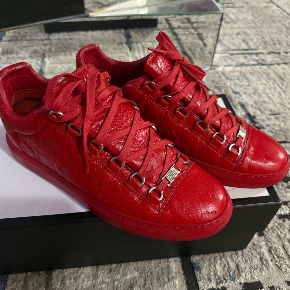 Balenciaga Men's Red Leather Sneakers